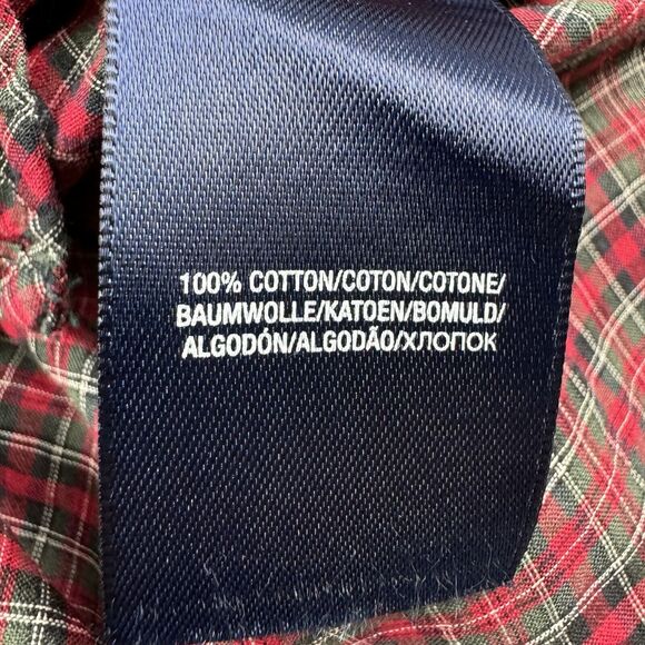 Ralph Lauren Girl's Plaid Red Green Tartan Long Sleeve Ruffle Buttons Top Size 5 - Picture 14 of 15